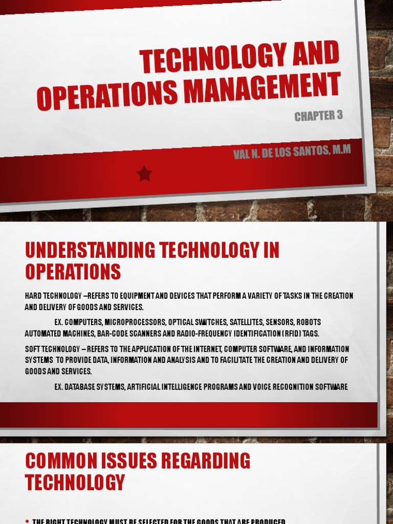 Chapter 3 Technology and Operations Management | PDF | Customer ...