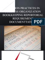 Bookkeping, Reportorial Requirement and Documentation