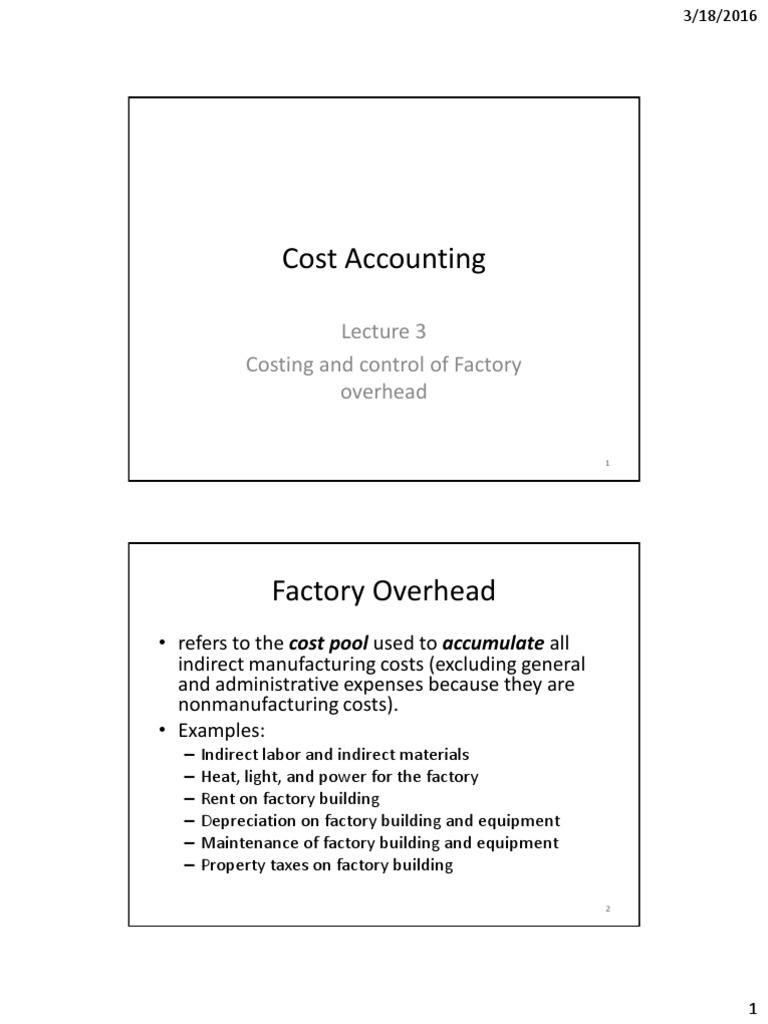 Cost Accounting Lecture 3 PDF Economies Business