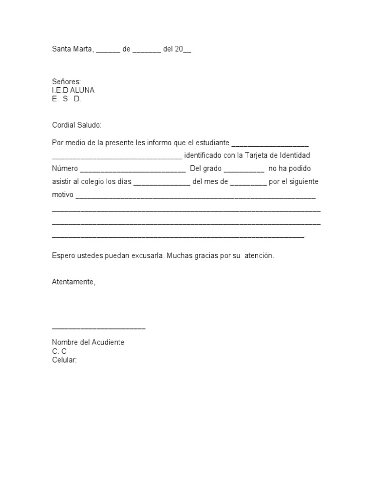 Formato de Excusas | PDF