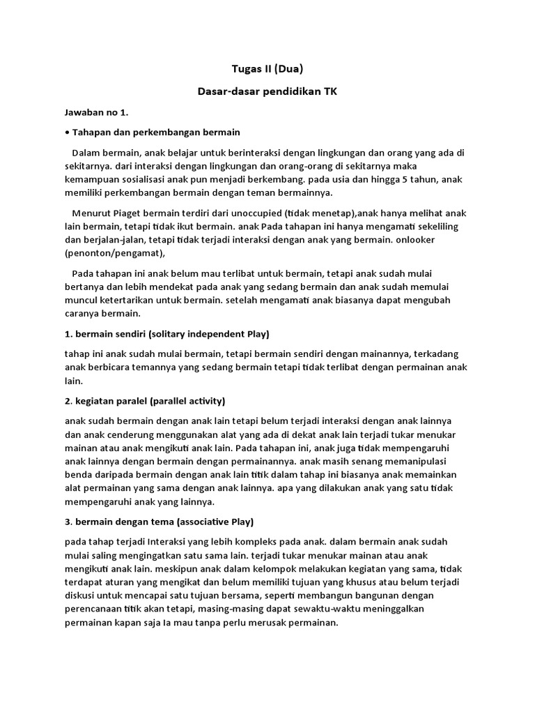 Dasar Pendidikan dan Kurikulum TK | PDF | Sains & Matematika
