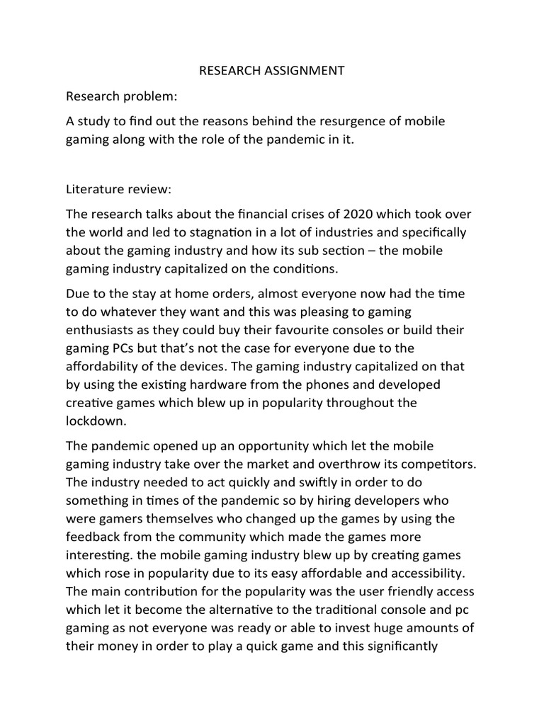 Research Assignment Final 1 | PDF | Mobile Game | Target Audience