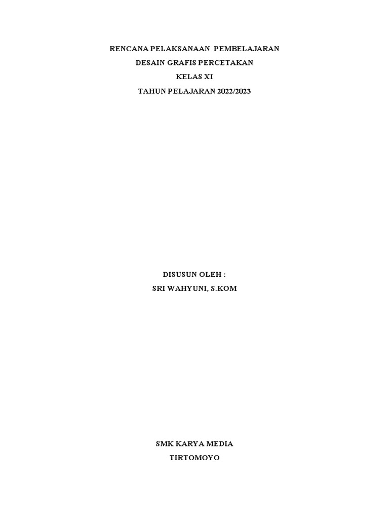 RPP Desain Grafis Kelas XI 2022/2023 | PDF