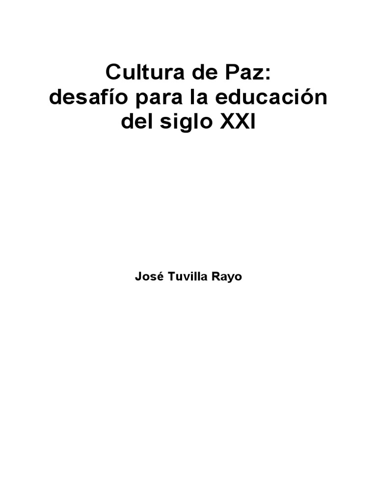 Cultura de Paz en la Educación Actual | PDF | Paz | Democracia
