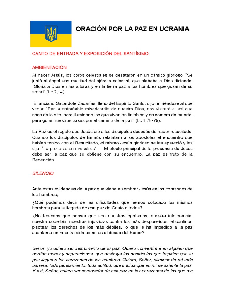 Oración por la Paz en Ucrania | PDF | Oración | María, madre de Jesús