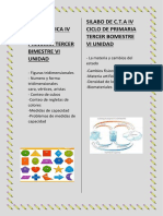 SILABO DE MATEMATICA y C T A IV CICLO DE PRIMARIA TERCER BIMESTRE VI UNIDAD