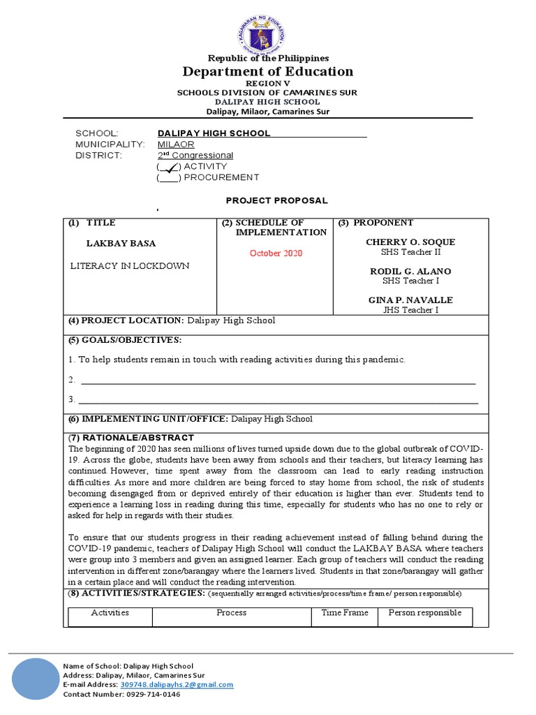 Community reading proposal pdf teachers teaching