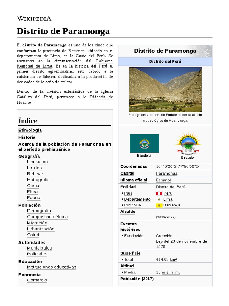 Paramonga: Historia y Geografía del Distrito | PDF