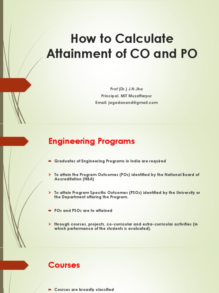 How To Calculate Attainment of CO and PO PDF Fluid Dynamics Learning