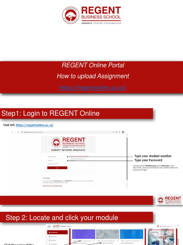 How to Upload Assignments on REGENT | PDF