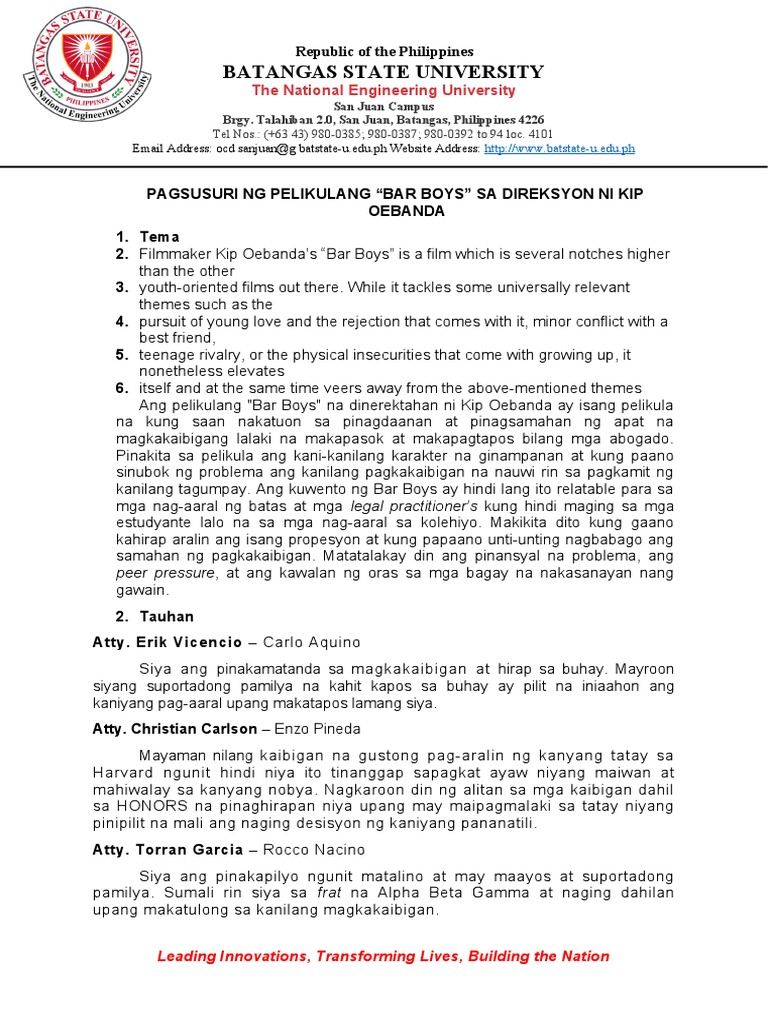Suring Pelikula (BAR BOYS) | PDF