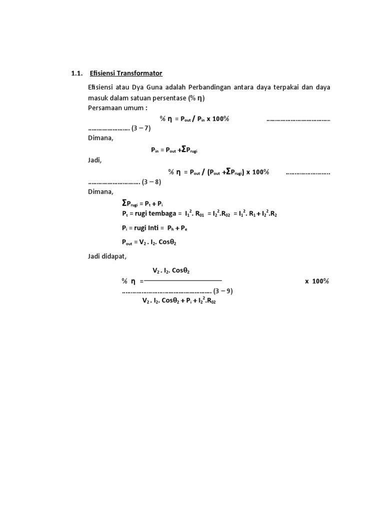 Efisiensi Transformator: Rumus dan Contoh | PDF | Metode & Bahan Ajar