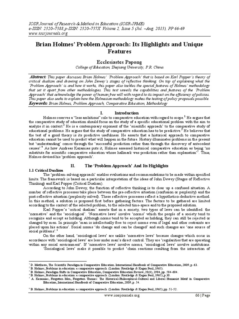 Brian Holmes' Unique Problem Approach | PDF | Rationality | Scientific ...