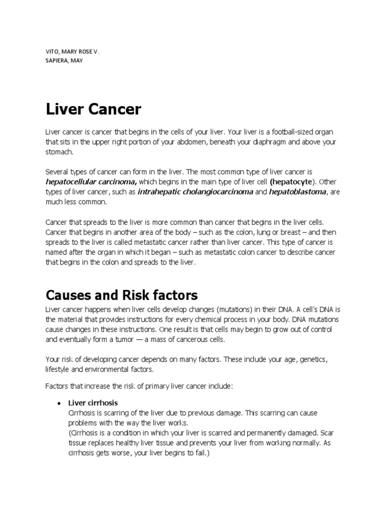 report for liver cancer | PDF | Hepatitis | Cancer