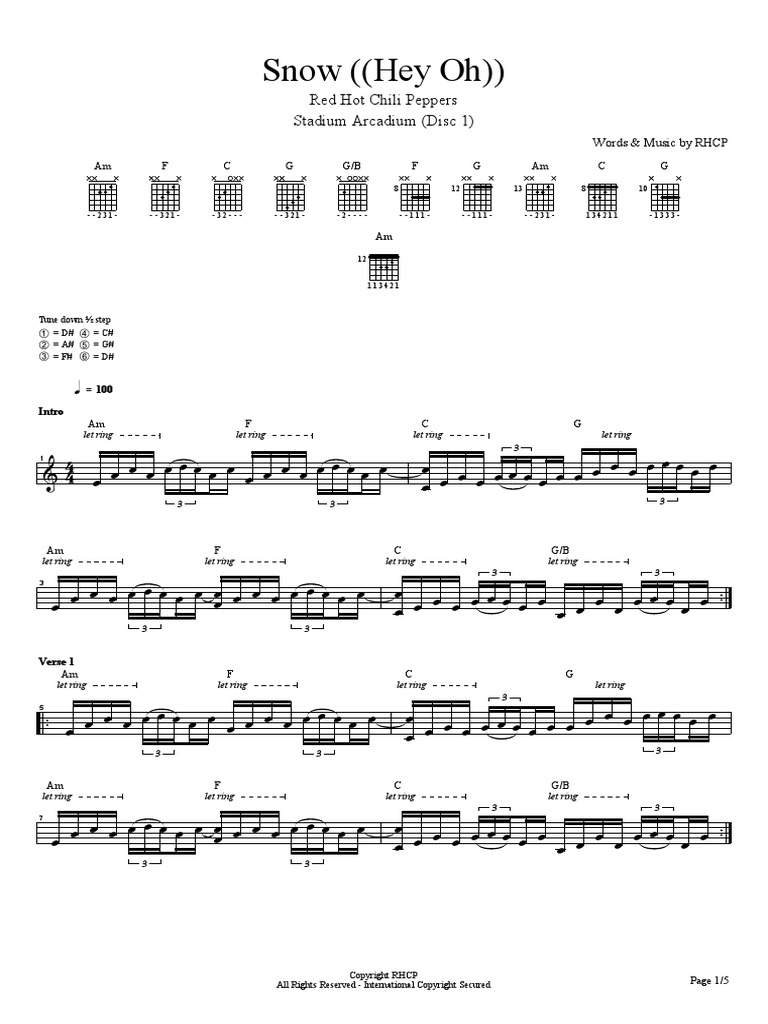 Snow ((Hey Oh)) Musical Forms Song Forms