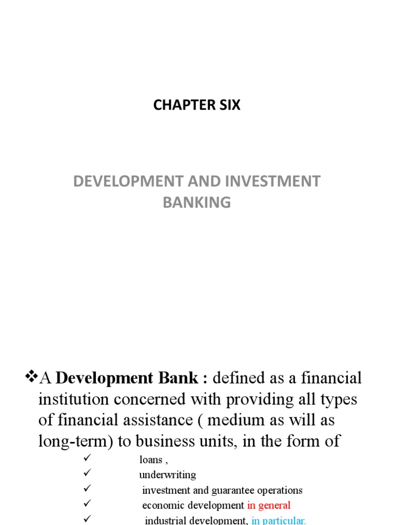 Development and Investment Banking Overview | PDF | Banks | Loans