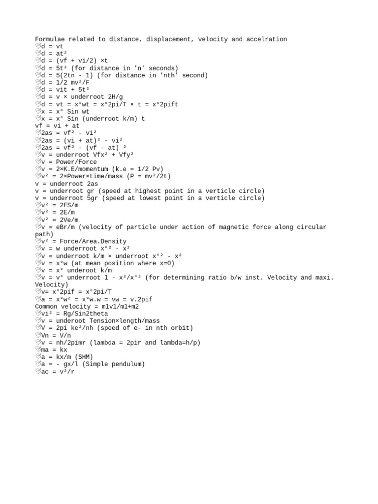 Formulas Ok Physics | PDF