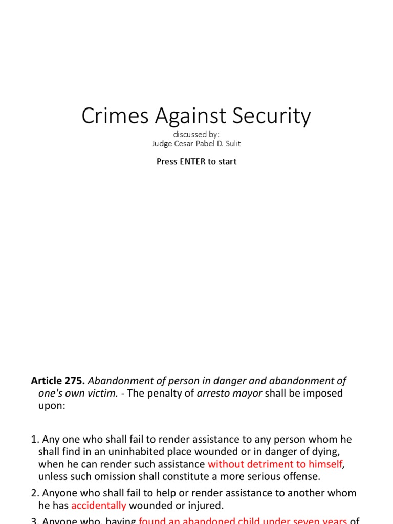 Crimes Against Security PDF Social Institutions Crimes