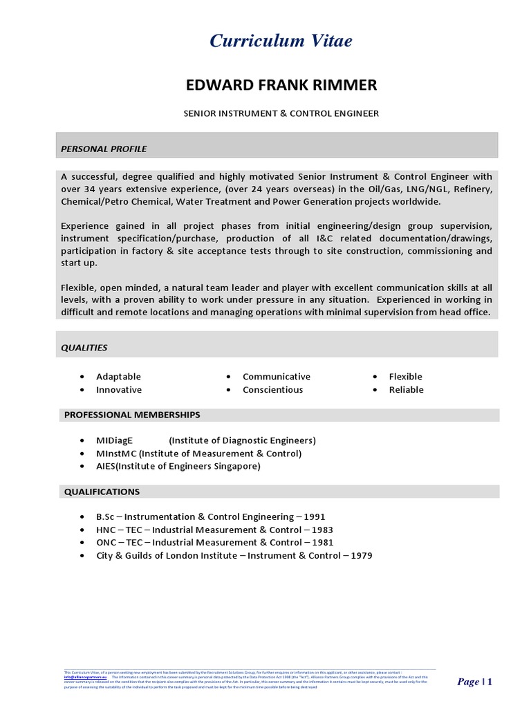 Frank Rimmer Senior Electrical & Controls Engineer PDF Liquefied Natural Gas Natural Gas