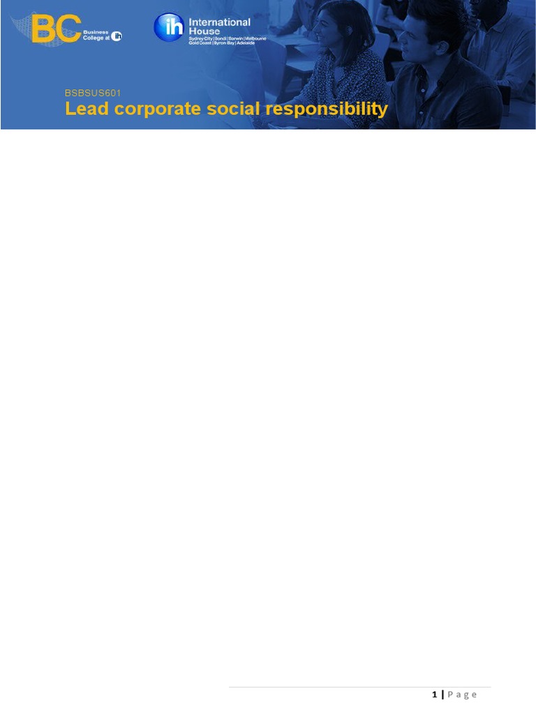 BSBSUS601 Ass Task 1 - v2.1 | PDF | Corporate Social Responsibility ...
