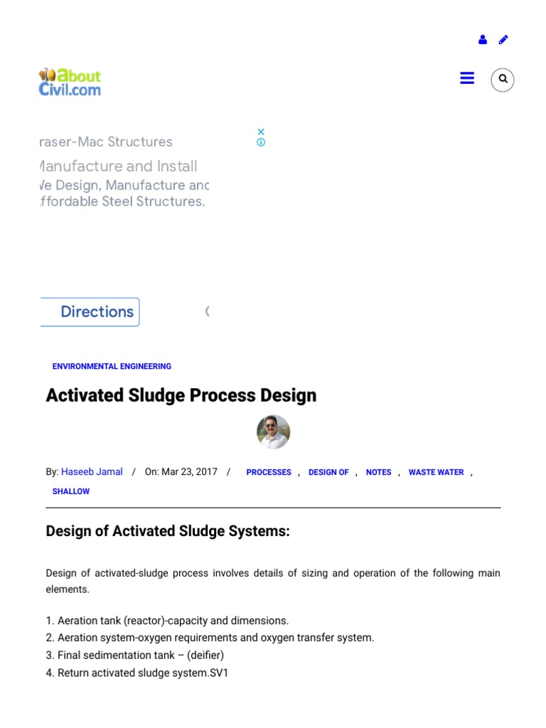 Activated Sludge Process Design Guide | PDF