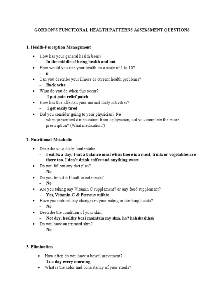 Gordons Questions PDF Pain Dietary Supplements