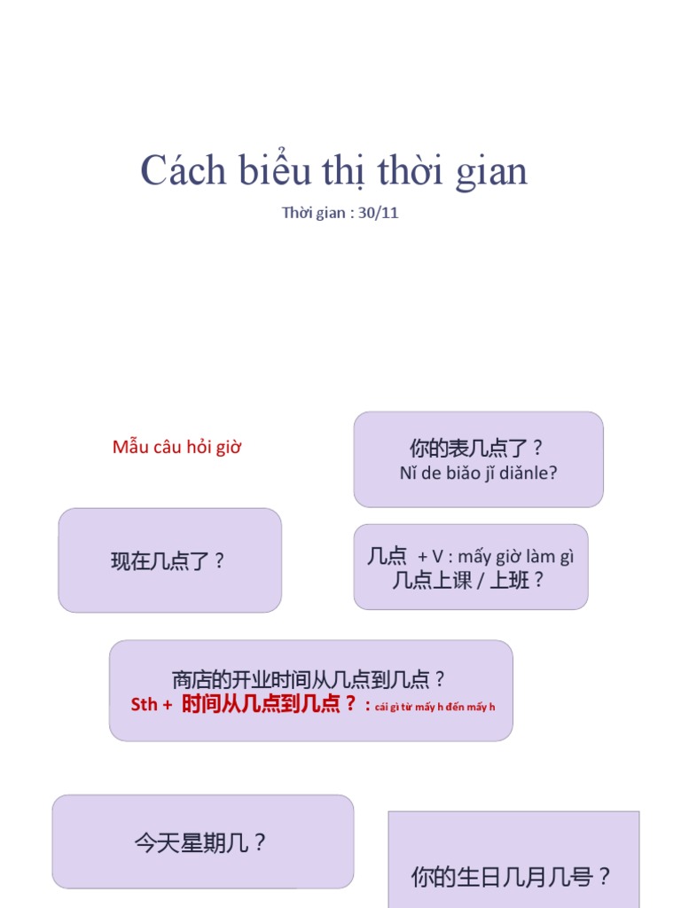 Cách biểu thị thời gian trong tiếng Trung | PDF