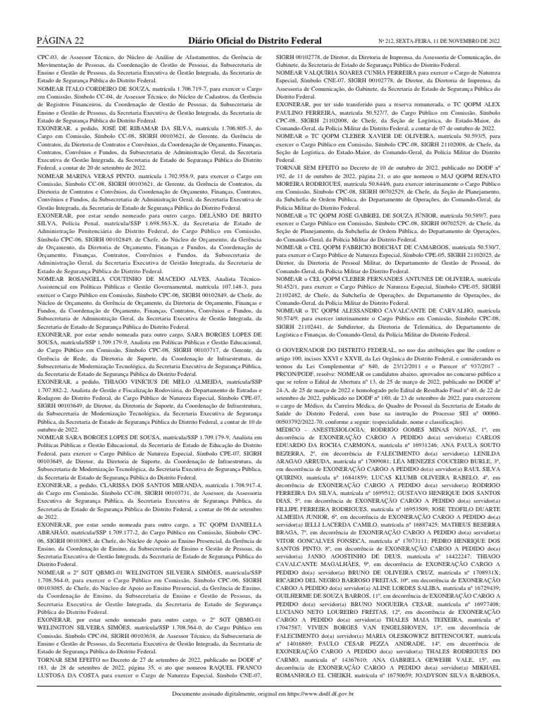 Dodf 212 11-11-2022 Integra-22-24 | PDF | Secretário de Estado | Orçamento