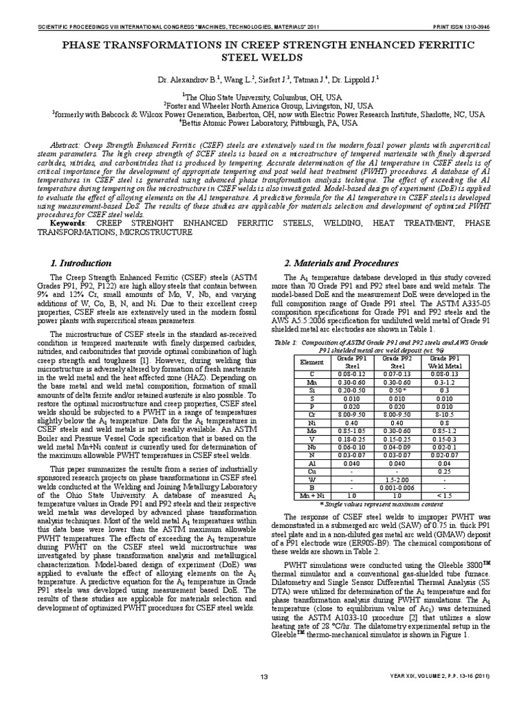 Creep Strength in Ferritic Steel Welds | PDF | Steel | Construction