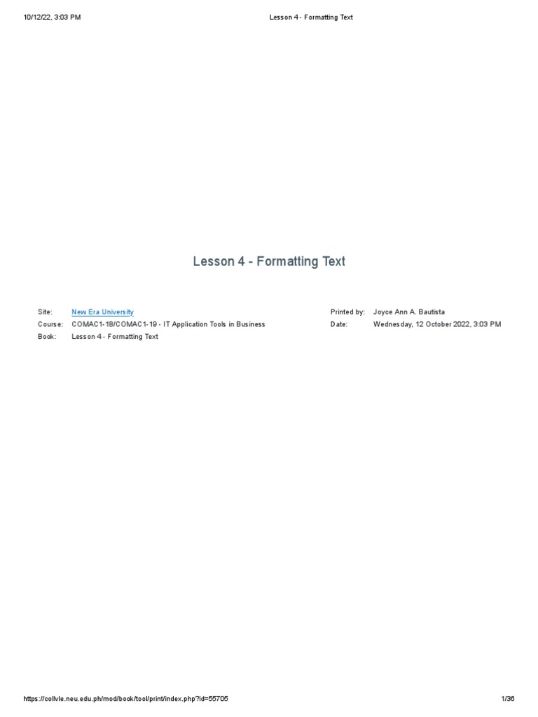 Text Formatting in Microsoft Word | PDF | Letter Case | Paragraph