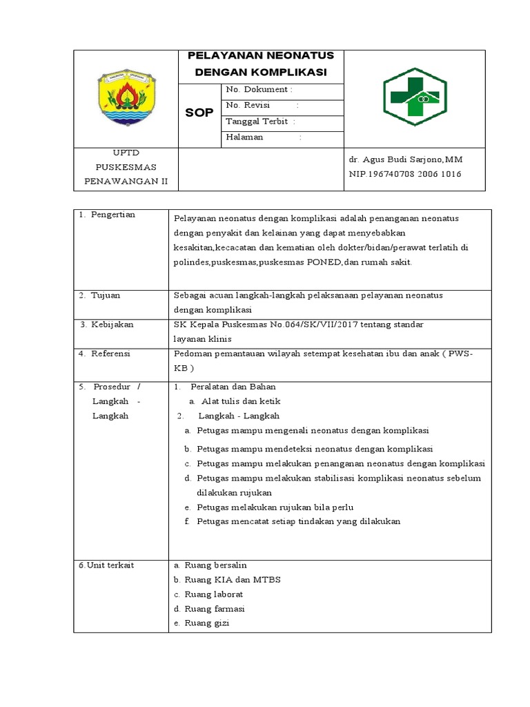 Sop Neonatus Dengan Komplikasi 5 PDF Free | PDF
