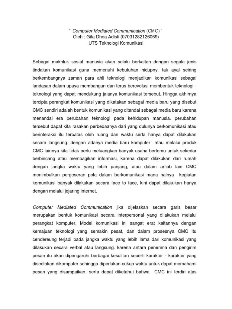 Memahami Computer Mediated Communication | PDF