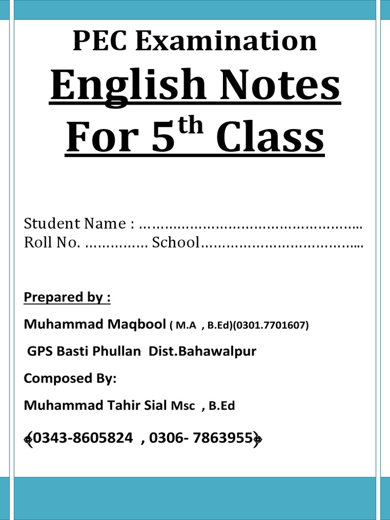 English Notes for 5th Graders | PDF | Adjective | Linguistics