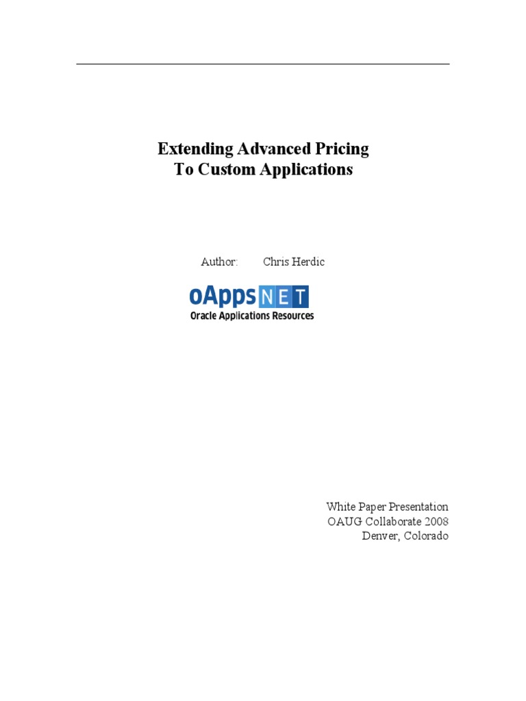 Customizing Oracle Advanced Pricing | PDF | Pl/Sql | Subroutine