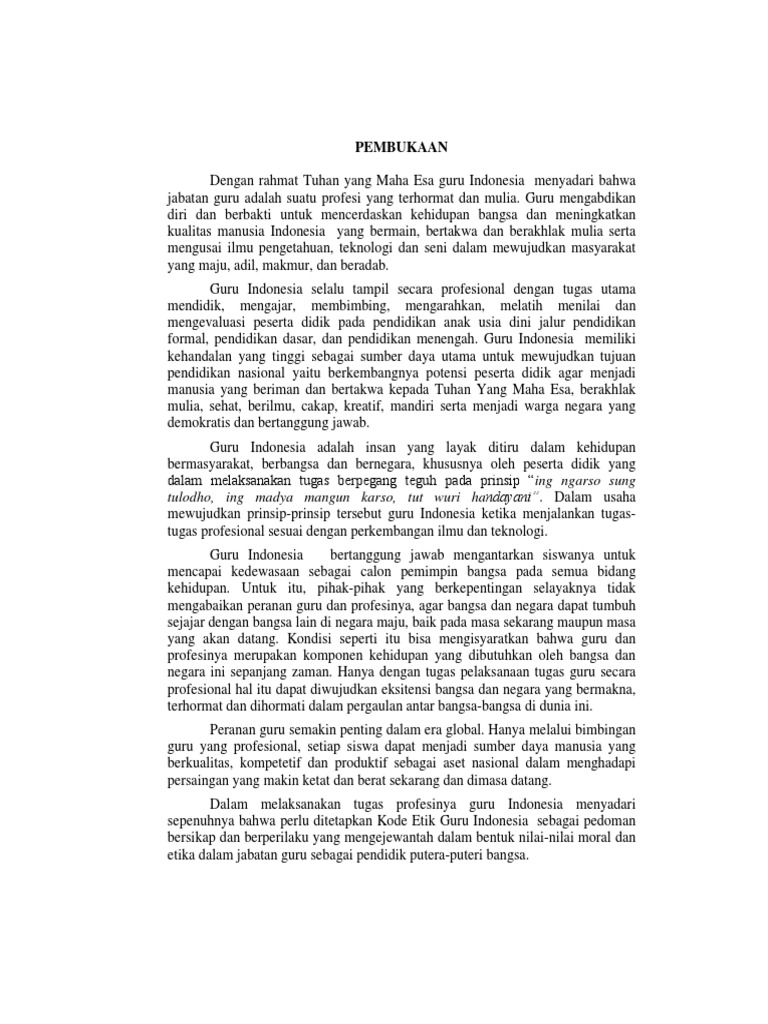 Kode Etik Guru dalam lingkungan pendidikan Indonesia
