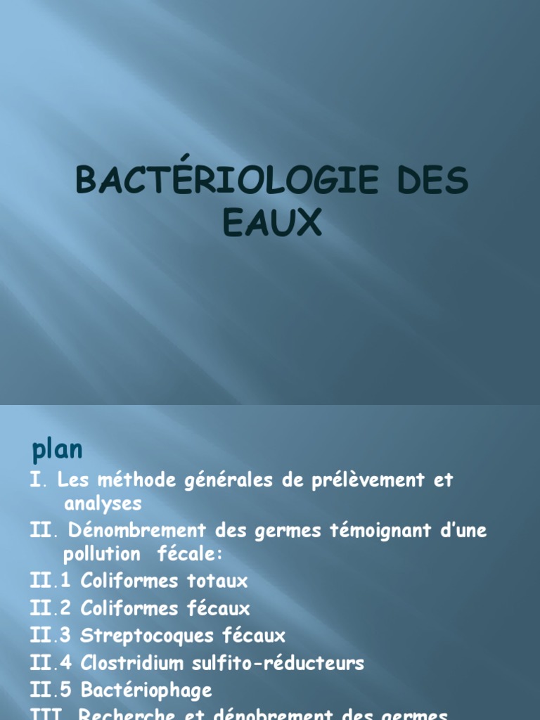 Bactériologie Des Eaux | PDF | Bactérie | Microbiologie