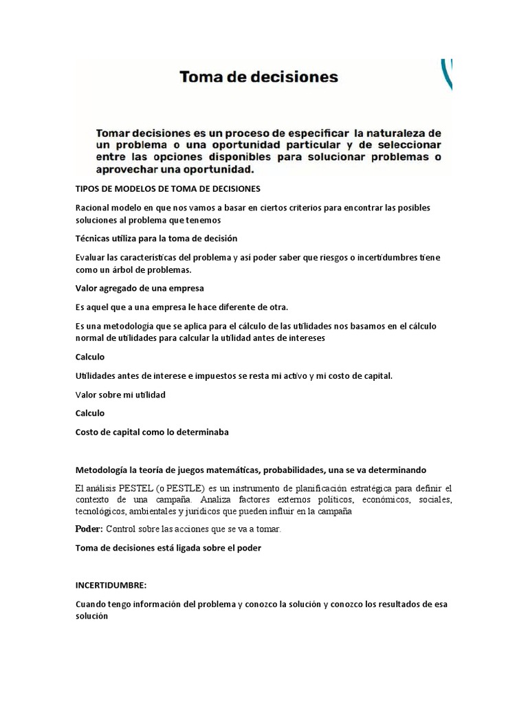 Tipos de Modelos de Toma de Decisiones | PDF
