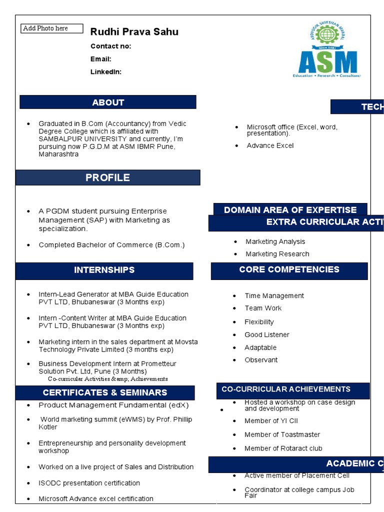 mca experience resume format free download