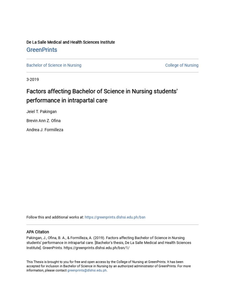 Factors Influencing Nursing Student Performance | PDF | Nursing | Learning