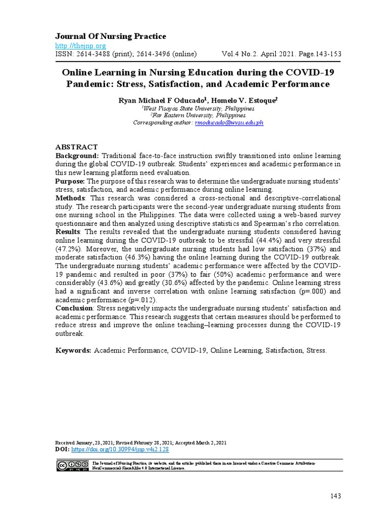 Nursing Students' Online Learning Stress | PDF | Educational Technology ...