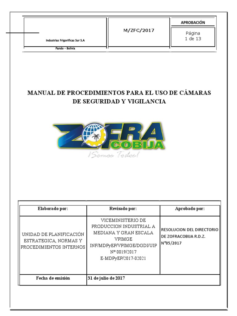 Manual de Procedimientos para El Uso de Cmaras de Seguridad y ...