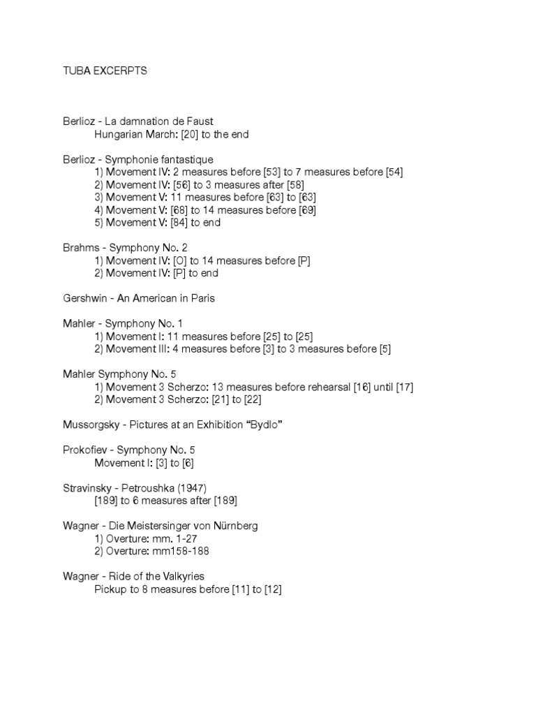 Tuba Audition Excerpts FINAL PDF