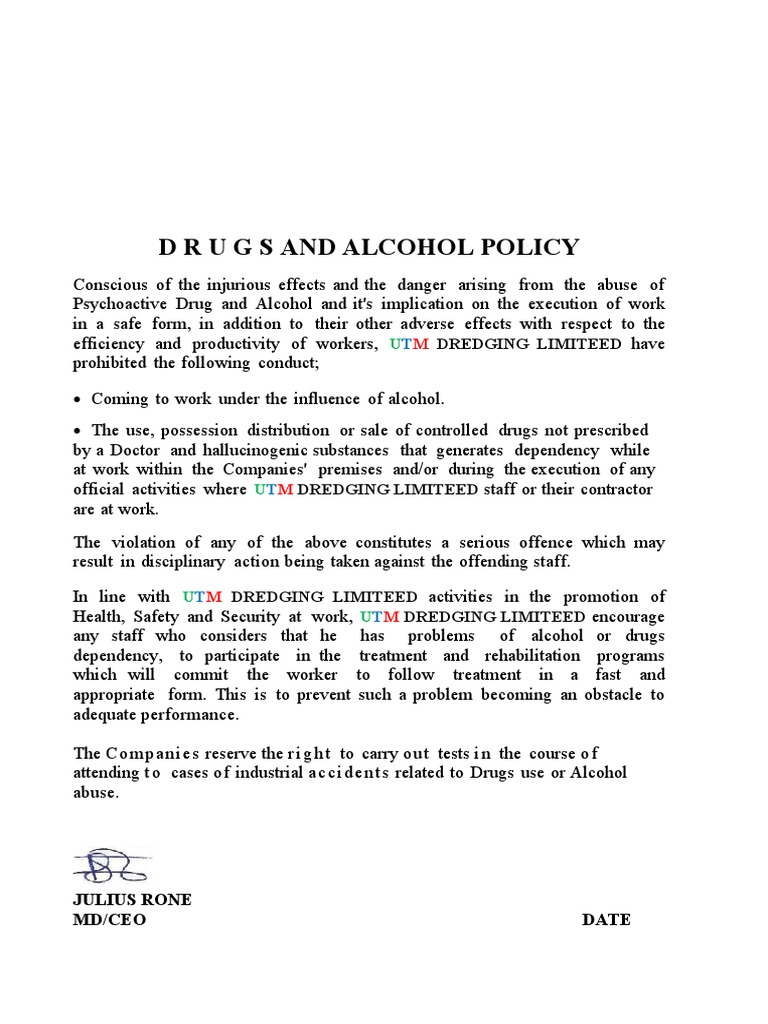Drugs and Alcohol Policy PDF