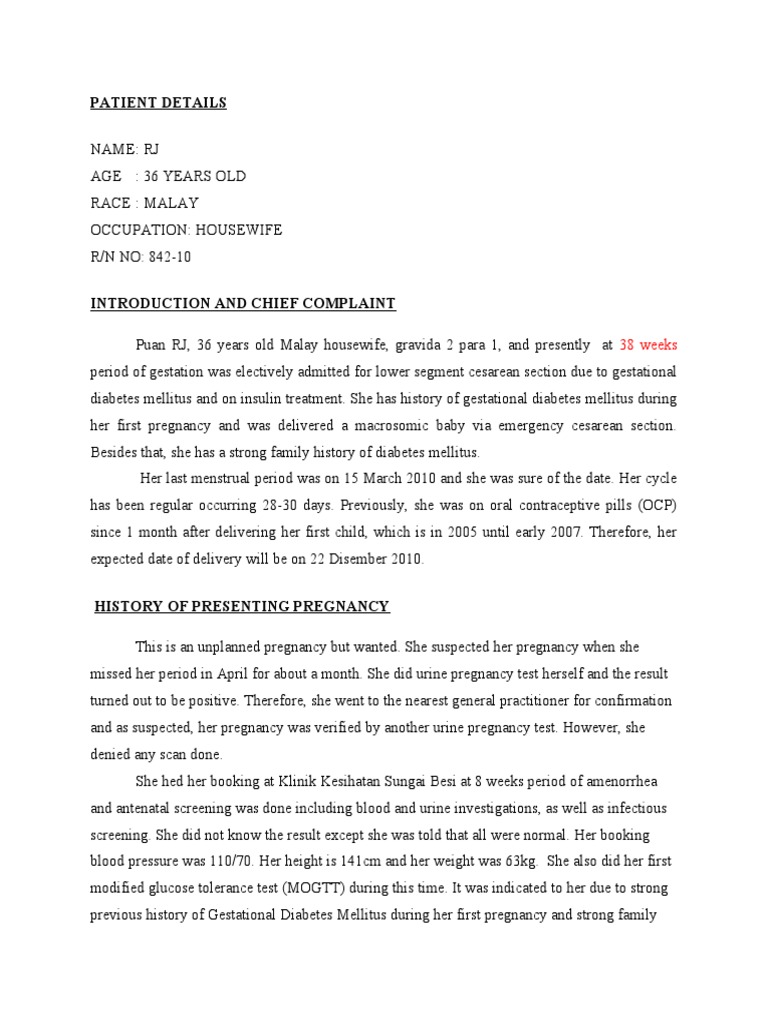 Case Write Up - Ong - GDM | PDF | Gestational Diabetes | Diabetes