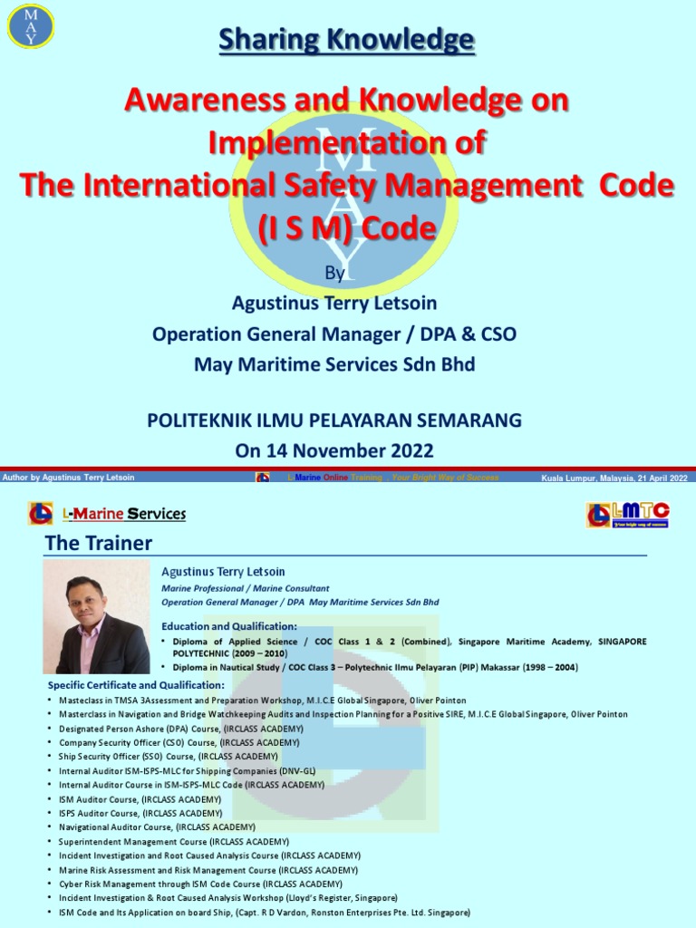 Awareness knowledge on implementation of ism code pip semarang on