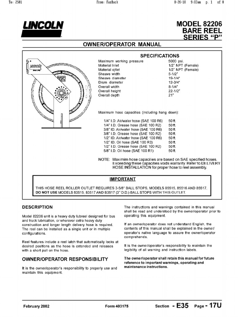Lincoln 82206 Reel Breakdown PDF