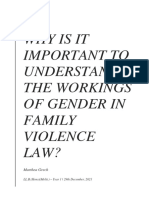 Why Is It Important To Understand The Workings of Gender in Family Violence Law