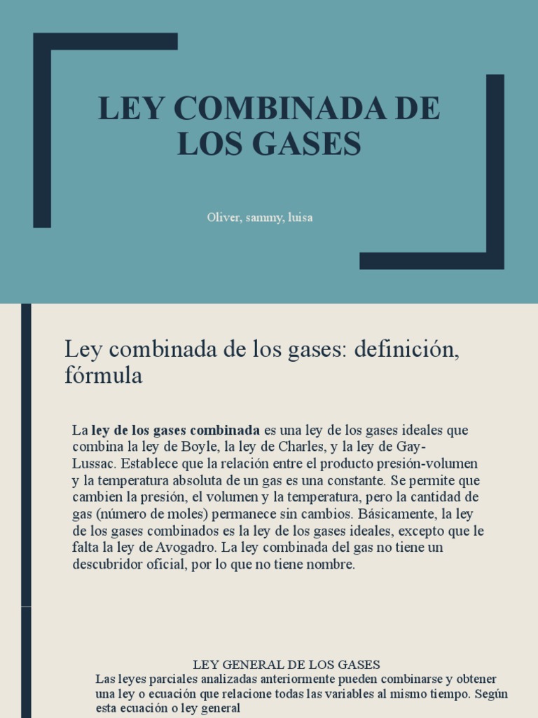 Ley Combinada de Los Gases | PDF | Gases | Mole (Unidad)