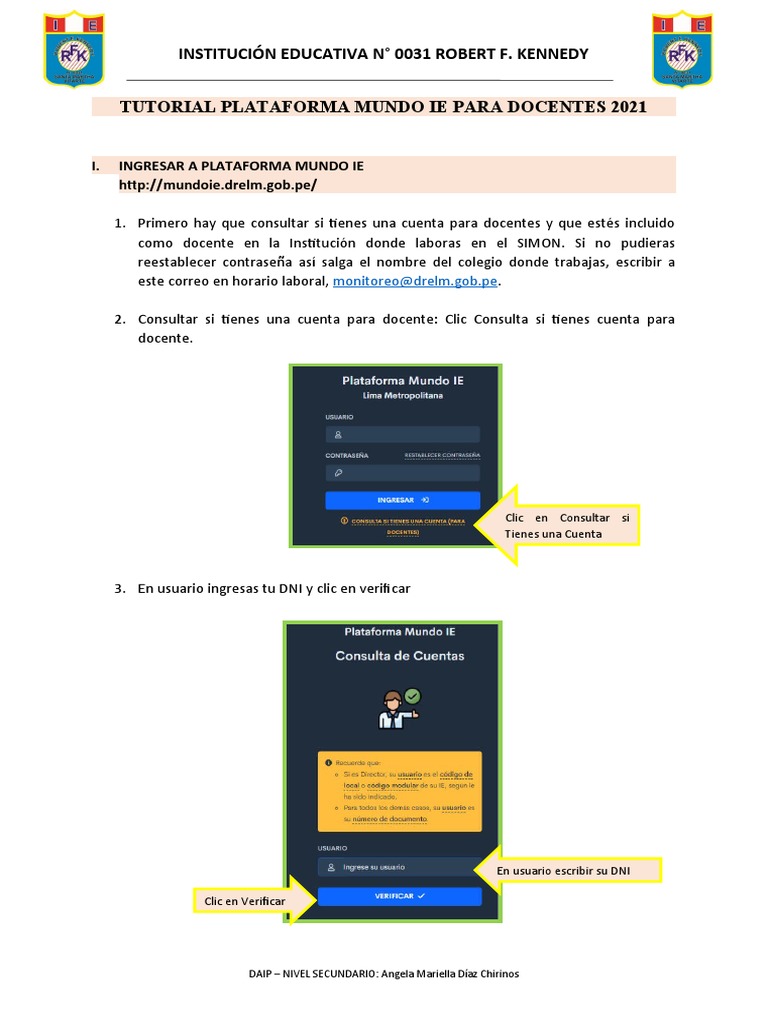 Tutorial Mundo IE para Docentes 2021 | PDF | Contraseña
