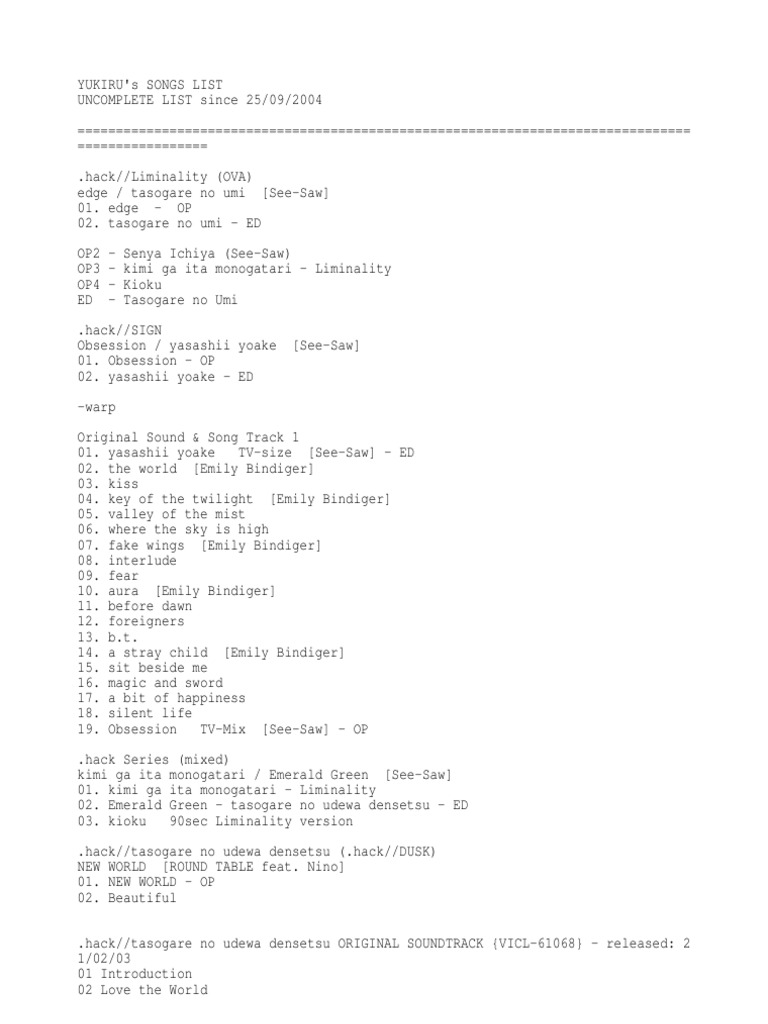 Yukiru List